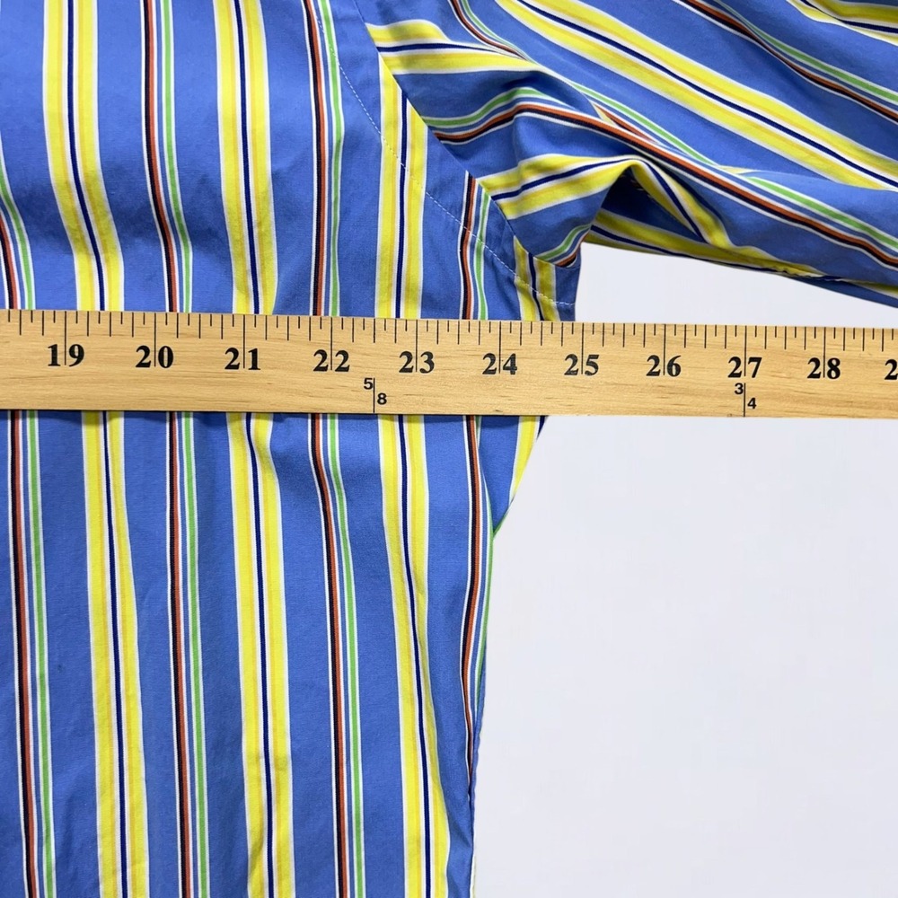 Ralph Lauren Button Down Shirt Men's Large Blue Yellow Striped Long Sleeve - Picture 11 of 13